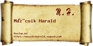 Mácsik Harald névjegykártya